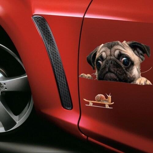 New 3D Pug Dog PVC Car Stickers For Laptop Decal Fridge Skateboard Kitchen Cute Home Decor Waterproof Cute Vinyl Decal #279320
