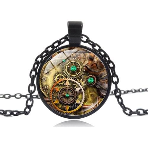 New Steampunk Jewelry Accessories Steampunk Clock Pendant Steampunk Necklace Collier Steampunk Gears Collar Wholesale