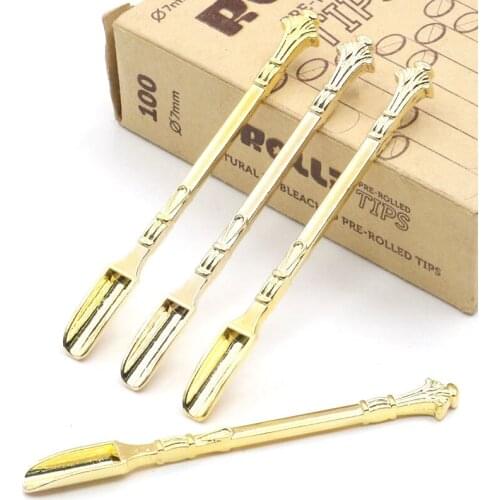 Portable Smoke paste Spoon Gold 79.5*69.8mm Mini Spoon Micro Debugging Shovel Smoke oil Grilled Smoked paste pipe Tool