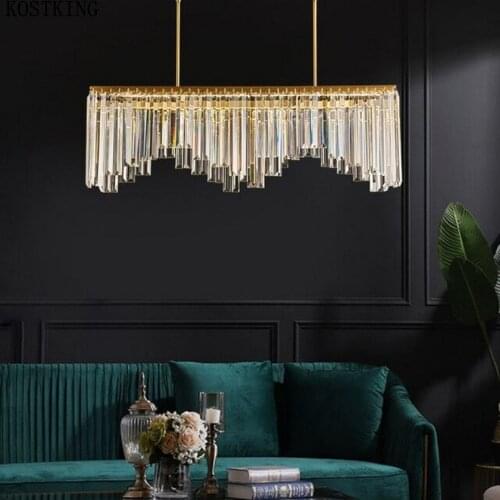 Postmodern Crystal Chandelier Golden Copper Lamp Body Light Luxury Living room Bar Counter Dining room Chandelier