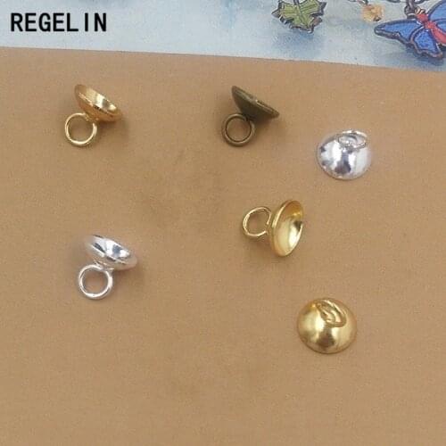 REGELIN Gold/Silver/Antique Bronze Plated Copper Bead Caps Fitting Round Beads Pendants 50pcs/lot DIY Necklace Findings Handmade