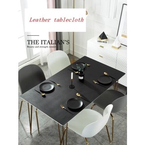 Nordic odorless leather tablecloth PVC solid color waterproof table mat Heat-resistant table protector cover pad customize
