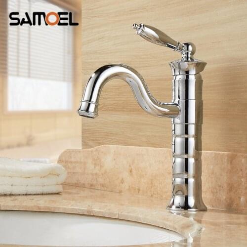 Samoel modern solid brass deck mounted single hole bathroom basin faucet rose gold basin mixer tap 1198C