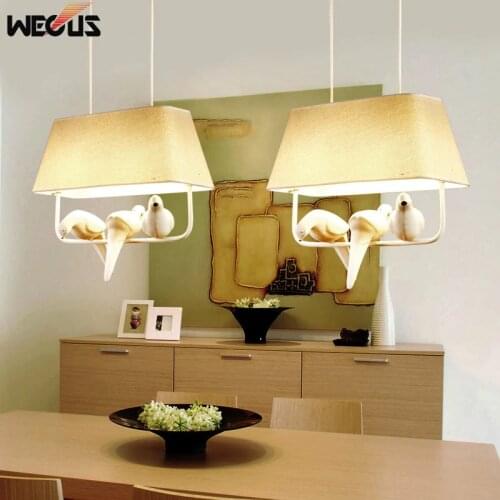 Mediterranean light 3 birds loft Pendant Lamp retro Restaurant balcony dining room aisle cafe store lights E27 fabric chandelier