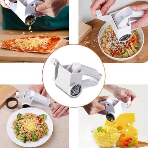 Stainless Steel Drum+PP Cheese Grater Blade Hand-Cranked Cheese Grater Rotary Ginger Slicer Grater Cutter Chocolate Slicer
