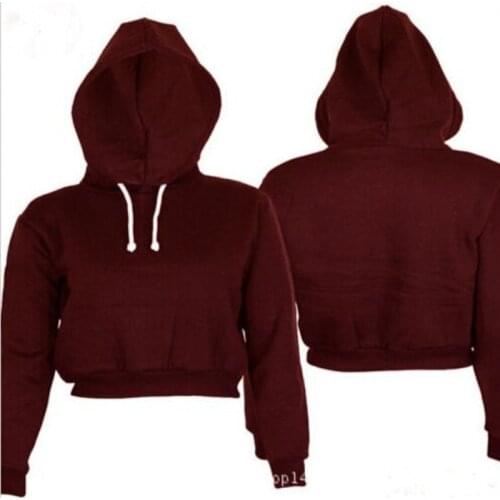 High Quality Casual Womens Hoodies Crop Tops Long Sleeve Hooded Pullovers Female Sweatshirt Short Hoodies Woman Hody Jacket