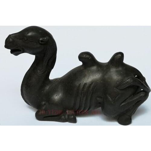 YIZHU CULTUER ART Collection Chinese Old Bronze Carving Lovely Camel Statue Pen rack Paperweight Decoration Gift