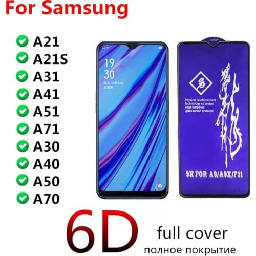 Tempered glass for samsung A51 A71 A50 A30 a 51 a31 a21s full glass screen protective for samsung galaxy A71 A51 glass full glue