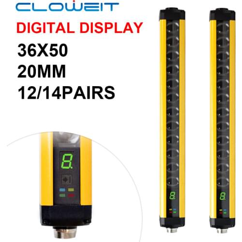 Cloweit 14 Points 20mm Infrared Protector Safety Light Curtains Digital Display Device Grating Safe Photoelectric Sensor Switch