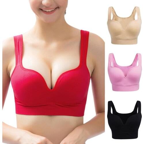 Women Solid Color Sports Bra Wireless Padded Seamless Yoga Brassiere Bralette