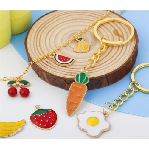 10Pcs Many Kinds Fruit Charms Pendant Enamel Metal Cherry Small Charms Necklace Bracelet For DIY Jewelry Making Accessories