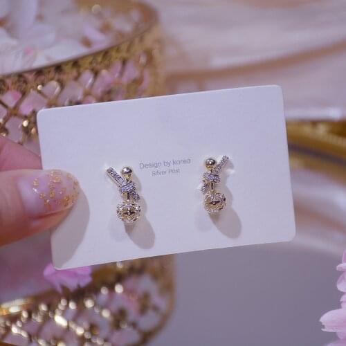 14k Real Gold Plated Fashion Jewelery Crystal Hollow Metal Exquisite Stud Earrings for Woman Holiday Party Elegant Earring