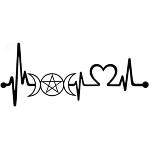 20.3cm*8.9cm Greek Goddess Pagan Wiccan Heartbeat Lifeline Stickers Black/Silver S3-4948