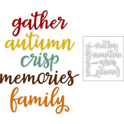 2020 New English Words Gather Autumn Crisp Memories Family Metal Cutting Dies For DIY Greeting Card Scrapbooking Making No Stamp