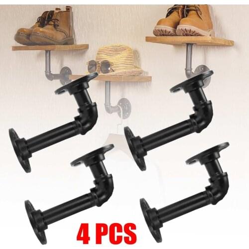 4pcs 15X8cm Pipe Shelf Bracket Iron Industrial Pipe Shelf Bracket Mounting Bracket Holder Storage Holders Racks Home