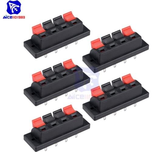Diymore 5PCS/Lot 4 Way Stereo Speaker Terminal Connectors Terminal Strip Block Spring Clips