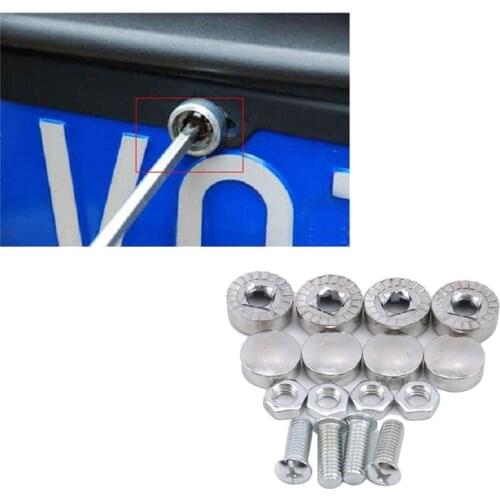 4Pcs/Set Car Chrome Anti-theft Screws Car License Plate Bolts Frame Screws Fender Washer License Plate Bolts Car-styling