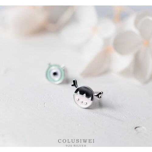 Colusiwei Hot Sale Genuine 925 Sterling Silver Little monsters Cute Doll Stud Earrings for Women Authentic Silver Jewelry