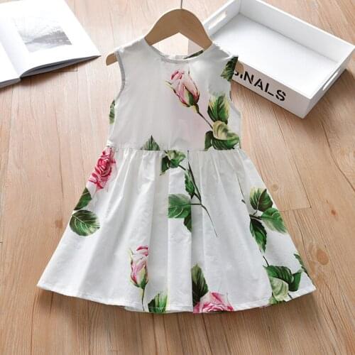Baby Fashionable Vest Skirt 2021 New Girls' Dress Summer Girls' Flower Sleeveless Princess Dress Childrens Clothing