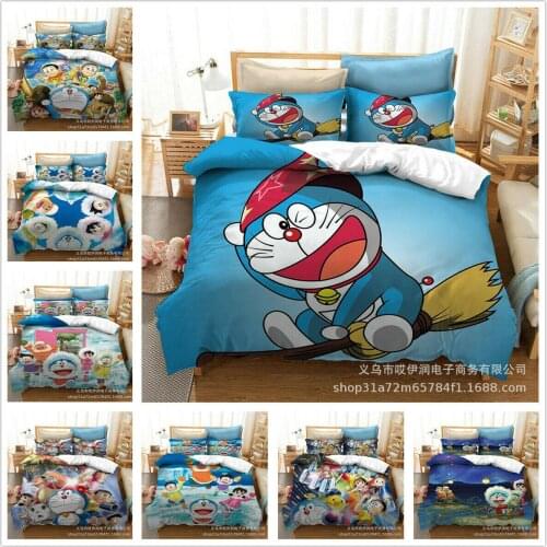Doraemon Home Textile Pillow Case 3D Bed Linen Duvet Covers Comforter Bedding Sets Bed Set Home Decor Bedding