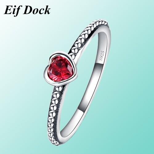 Eif Dock 2021 New Red Heart Ring for Women Female Cute Romantic Finger Rings Rhinestone Girl Wedding Engagement Birthday Jewelry