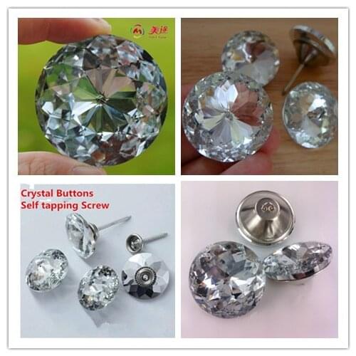 Redbud Crystal button Self Tapping Screw Soft Bag Deco Diamante Upholstery Headboard Buttons with nail 20mm , 25mm 30mm Whole