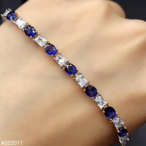 KJJEAXCMY fine jewelry natural sapphire 925 sterling silver luxury new women hand bracelet support test hot selling