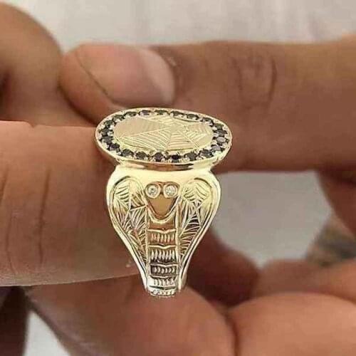 Punkboy Creative Irregular Gold Graphic Fashion Snake Finger Ring for Men Wedding Accessories Jewelry Gothic Male Ring