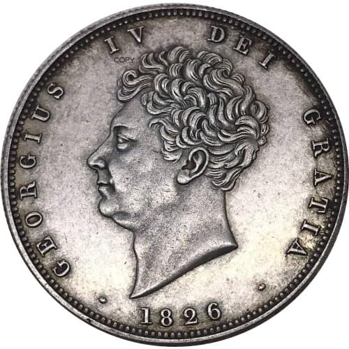 UK 1826 Great Britain 1/2 Crown George IV Cupronickel Plated Silver Old Metal Copper Coin Old Collectible Coins