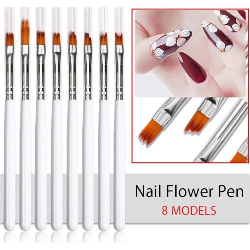 Nail Art Combination Pen Flower Pen Serrated Brush Petal Pen Nail Art Design Brush Set 3D Engraving Drawing Pen Nail Set Tools
