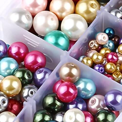 U90E Colorful Round Pearl Beads for Jewellery Making Imitation Loose Pearl Beads for Necklace Jewelry Making DIY Crafting