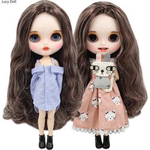 ICY Factory Blythee Doll 1/6 Bjd Customized Face White Skin Joint Body Black Mix Blonde Hair New Matte Face With Teeth 30cm