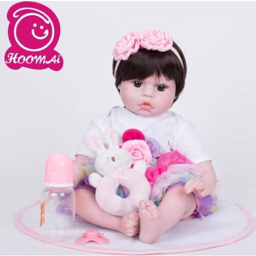 22'' 55CM Fashion Reborn Baby Doll Lovely Soft Silicone Cloth Reborn Baby Doll Lifelike Bebe Alive Toy Doll Childrens Day Gifts