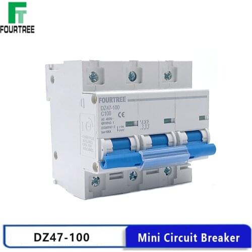 Mini Circuit Breaker DZ47 63A 80A 100A 125A MCB 10KA High Breaking Capacity Miniature Air Switch 1P 2P 3P 4P Laser Printing