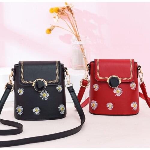 Mobile Mini Bags For Lady Pu Leather 2021 Women Small Fashion Vintage Party Floral Black Shoulder Crossbody Messenger Bag
