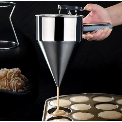 Multifunction Fish Ball Funnels with Rack Stainless Steel Pancake Batter Dispenser Funnel Stirring Batter Separator Kitchen Tool