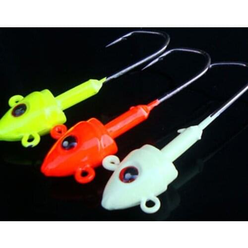 Simulation Fish Head Hook Jig Soft Bait Worm Fishing Hooks 7g/10g/14g/21g/28g Jigs Lure