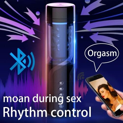 Men Masturbator Auto Rotation Intelligent Voice Male Masturbator Cup Bluetooth Controlled Vibrator Silicone Vagina Real Pussy Se