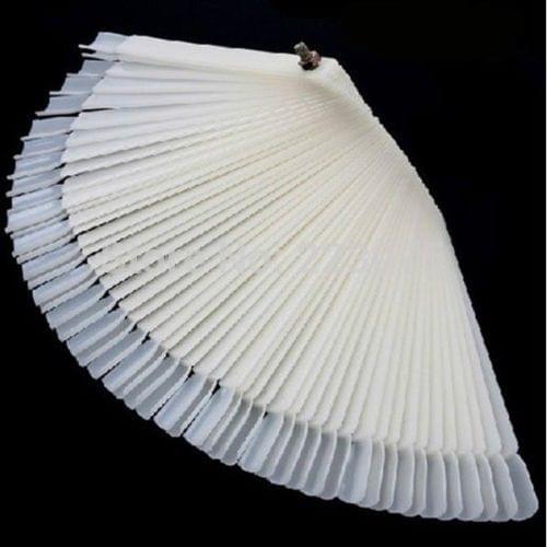 New 50pcs/Set False Nail Art Board Tips Stick Polish Foldable Display Practice Fan Natural Color