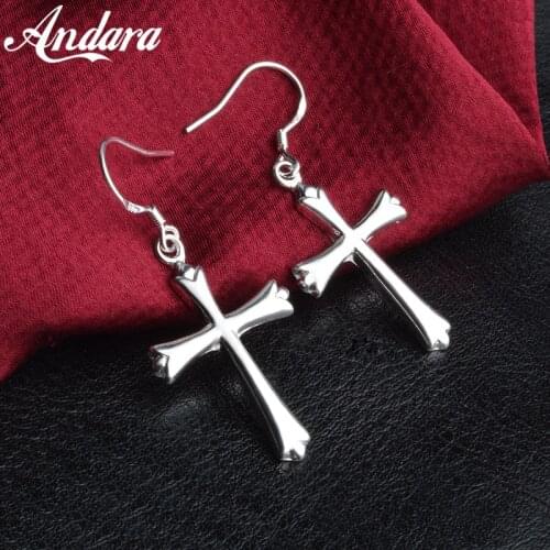 New Fashion 925 Sterling Silver Earrings Cross Earrings Mens & Womens Jewelry Gifts