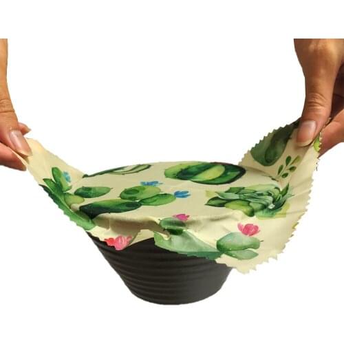 9pcs/bag 3S+3M+3L Beeswax Wraps Cactus Pattern Natural Zero Waste Plastic Fresh Cloth Wrapper Reusable Sustainable For Home