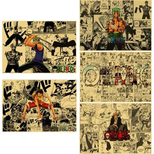 One Piece Portrait Luffy Chopper Painting Anime Poster Vintage Decoracion Collection Wall Art Kraft Paper Posters Retro Stickers