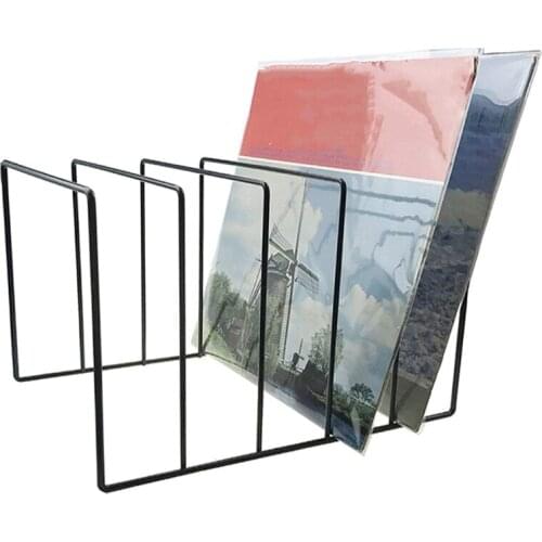 Professional Black Metal LP Vinyl Record Display Shelf Turntable Record Collection Storage Shelf Exhibit Stand Holder G99B