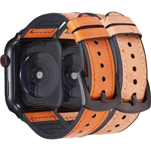 Leather Strap for Apple Watch Band SE 6 5 4 3 2 Silicone Sports Bracelet for iWatch Series 40mm 44mm 38mm 42mm Belt Wristband