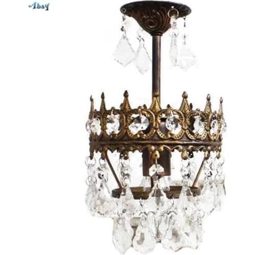 Luxurious Retro Loft Crystal Pendant Lights Bedroom Restaurant Antique Villa Luminaire Bedside Balcony Hanging Lamps Fixtures