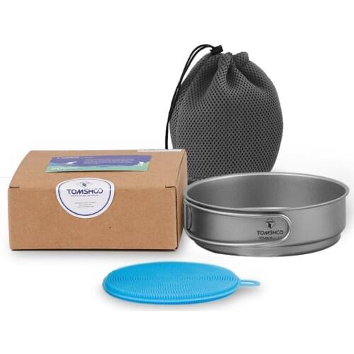 TOMSHOO Non Stick Skillet 350ml titanium frying pan with a silicone cleaning brush