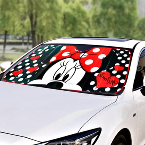 Disney Mickey Mouse Minnie Car Sunscreen Insulation Sun Visor Car Front Windshield Shutter Car Interior Accessories