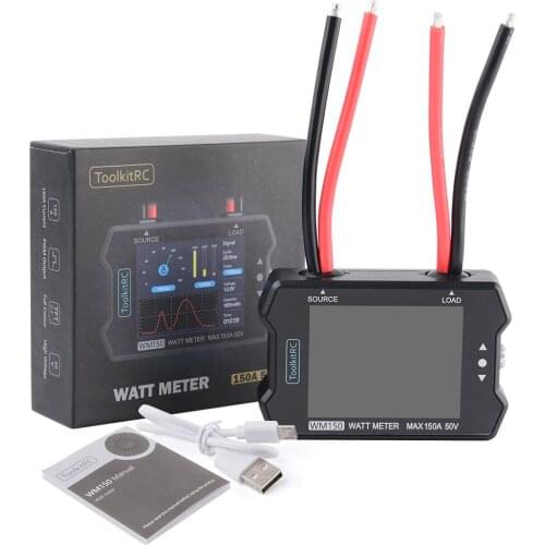 ToolkitRC WM150 Wattmeter 150A 50V Motor Power Meter High Precision PPM Signal Output Tester