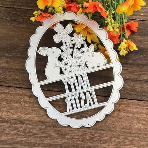 TOP EXPRESSION Die Cut Metal die Cutting die Happy Easter Rabbit Flower DIY Scrapbooking Paper Craft Card Art Cutter
