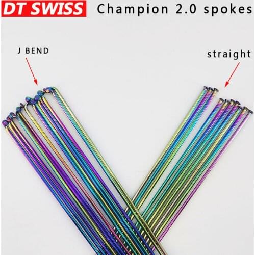 Bicycle spokes DT Swiss Champion 2.0 round spokes J-bend/straight pull head Colorful bicycle spokes with copper cap